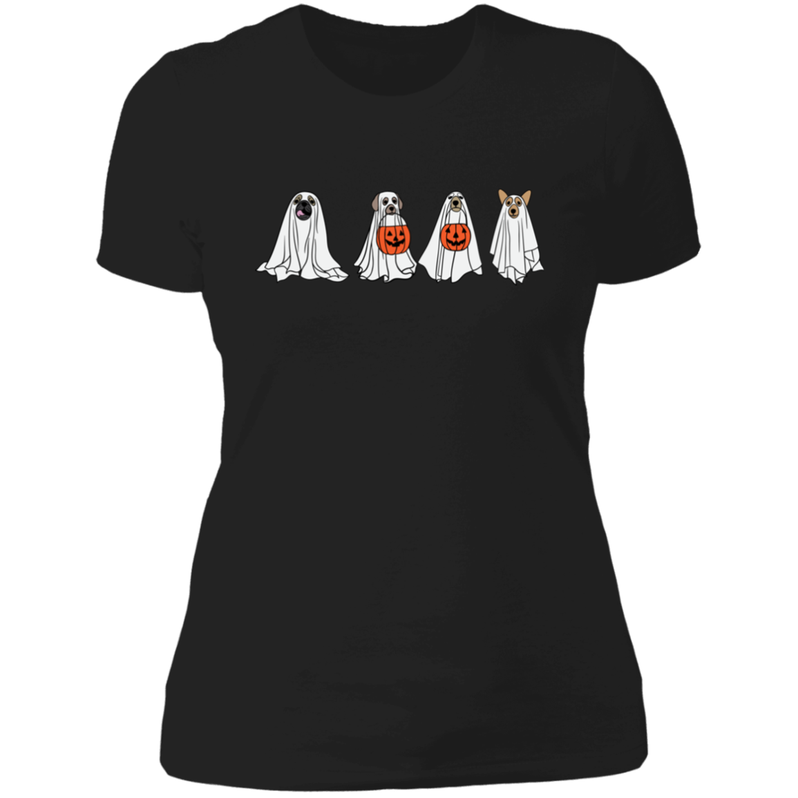 Ghost Dogs with Pumpkins | Halloween | Ladies' Boyfriend T-Shirt