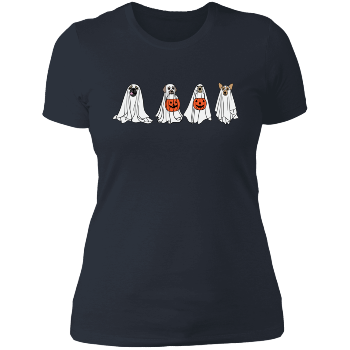 Ghost Dogs with Pumpkins | Halloween | Ladies' Boyfriend T-Shirt