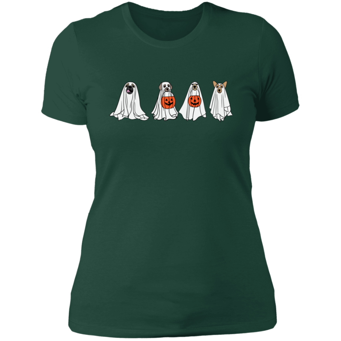 Ghost Dogs with Pumpkins | Halloween | Ladies' Boyfriend T-Shirt