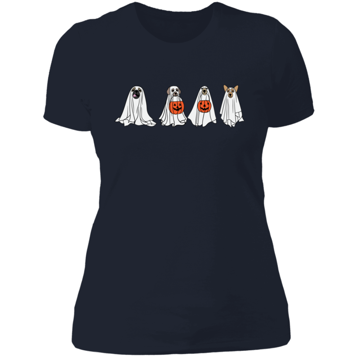 Ghost Dogs with Pumpkins | Halloween | Ladies' Boyfriend T-Shirt