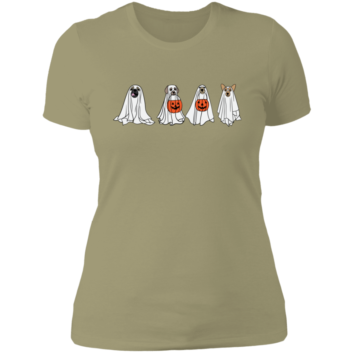 Ghost Dogs with Pumpkins | Halloween | Ladies' Boyfriend T-Shirt
