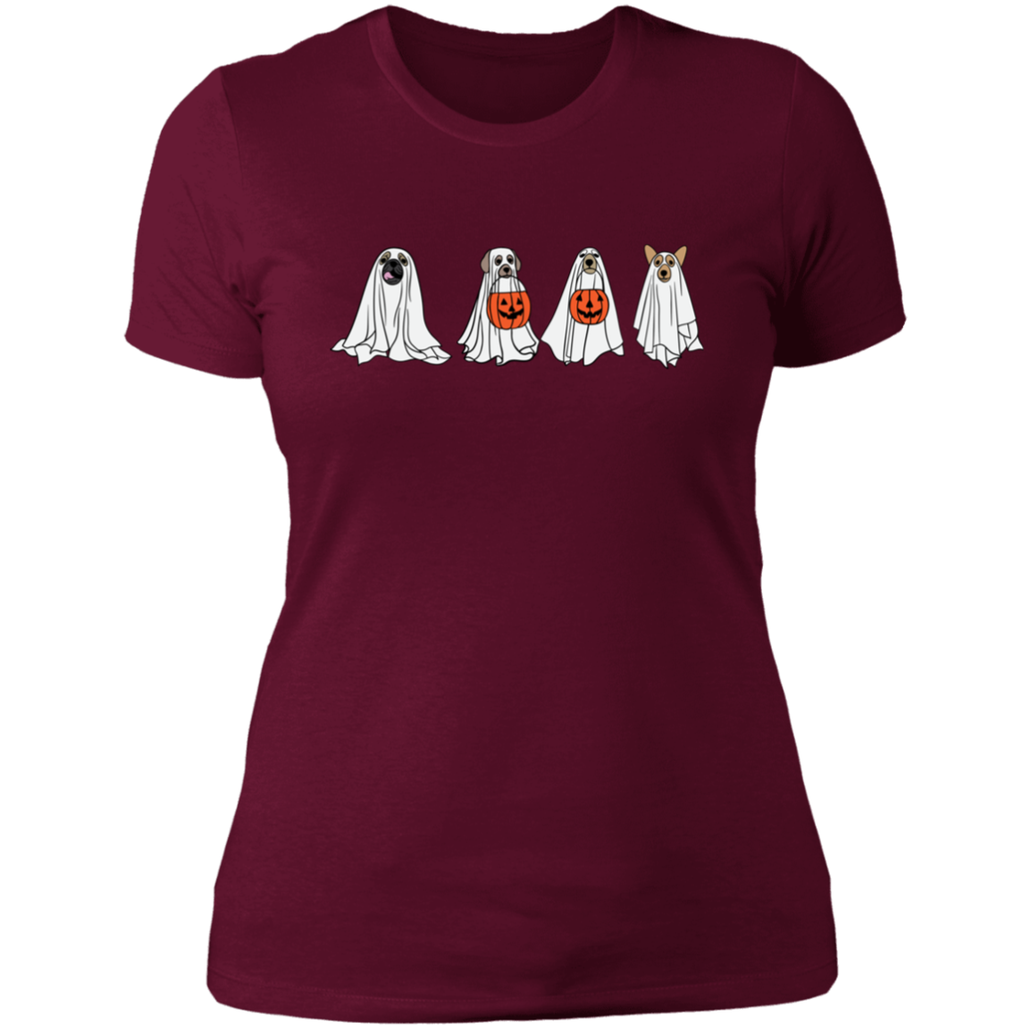 Ghost Dogs with Pumpkins | Halloween | Ladies' Boyfriend T-Shirt