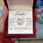 To My Precious Daughter | Pink Flower Heart | Love Dad | Forever Love Necklace
