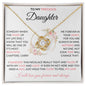 To My Precious Daughter | Pink Flowers/Words | Love Knot Necklace