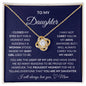 To My Daughter | Navy Background | Love Mom | Love Knot Necklace