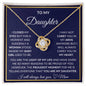 To My Daughter | Navy Background/Gold Box | Love Mom | Love Knot Necklace