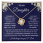 To My Daughter | Navy Background/White Flowers | Love Dad | Love Knot Necklace