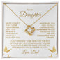 To My Daughter | Love Dad| White Background w/Gold Butterflies | Love Knot Necklace