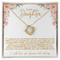 To My Daughter | Pink Flowers/Gold Lettering | Love Knot Necklace