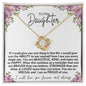To My Daughter | Purple Flowers/Black Lettering | Love Knot Necklace