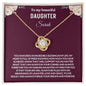 To My Beautiful Daughter | Customized Name | Purple Background | Pink Hearts | Love Knot Necklace