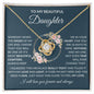 To My Beautiful Daughter | Pages Of Life | Pink Flowers | Love Knot Necklace