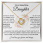 To My Beautiful Daughter | Love You Forever & Always | White w/Pink Flowers | Love Knot Necklace