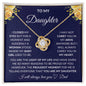To My Daughter | Navy Background/Yellow Flowers | Love Dad | Love Knot Necklace