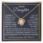 To My Daughter | Grey Background/Gold Box | Love Mom | Love Knot Necklace