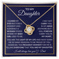 To My Daughter | Navy Background/Gold Box| Love Dad | Love Knot Necklace