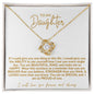 To My Daughter | White Background/Gold Letters | Love Knot Necklace