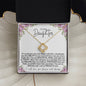 To My Daughter | Purple Flowers/Black Lettering | Love Knot Necklace