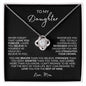 To My Daughter | Love Mom | Black Background | Love Knot Necklace