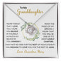 To My Granddaughter | Customizable From Grandma/Mimi/Nana, etc | Green/Gold | Love Knot Necklace