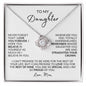 To My Daughter | Love Mom | White Background | Love Knot Necklace