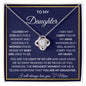 To My Daughter | Navy Background/Gold Box | Love Mom | Love Knot Necklace
