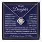 To My Daughter | Navy Background/Gold Box | Love Mom | Love Knot Necklace