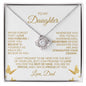 To My Daughter | Love Dad| White Background w/Gold Butterflies | Love Knot Necklace