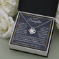 To My Daughter | Grey Background/Gold Box | Love Mom | Love Knot Necklace