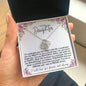 To My Daughter | Purple Flowers/Black Lettering | Love Knot Necklace