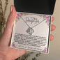To My Daughter | Purple Flowers/Black Lettering | Love Knot Necklace