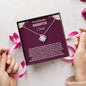To My Beautiful Daughter | Customized Name | Purple Background | Pink Hearts | Love Knot Necklace