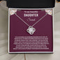 To My Beautiful Daughter | Customized Name | Purple Background | Pink Hearts | Love Knot Necklace