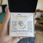 To My Granddaughter | Customizable From Grandma/Mimi/Nana, etc | Green/Gold | Love Knot Necklace
