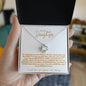 To My Daughter | White Background/Gold Letters | Love Knot Necklace