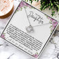 To My Daughter | Purple Flowers/Black Lettering | Love Knot Necklace