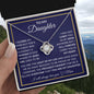 To My Daughter | Navy Background/Gold Box | Love Mom | Love Knot Necklace