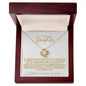 To My Daughter | White Background/Gold Letters | Love Knot Necklace