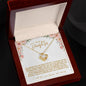 To My Daughter | Pink Flowers/Gold Lettering | Love Knot Necklace