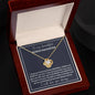 To My Beautiful Bonus Daughter | Grey Background w/White Square Border | Love Knot Necklace