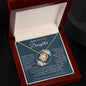 To My Precious Daughter | Pink Flowers/Blue Background | Love Mom | Love Knot Necklace