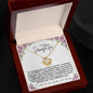 To My Daughter | Purple Flowers/Black Lettering | Love Knot Necklace