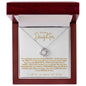 To My Daughter | White Background/Gold Letters | Love Knot Necklace