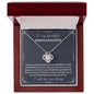 To My Beautiful Bonus Daughter | Grey Background w/Border | Love Knot Necklace