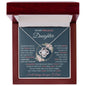 To My Precious Daughter | Pink Flowers/Blue Background | Love Dad | Love Knot Necklace