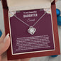 To My Beautiful Daughter | Customized Name | Purple Background | Pink Hearts | Love Knot Necklace