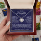 To My Daughter | Navy Background/Gold Box | Love Mom | Love Knot Necklace