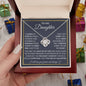 To My Daughter |Grey Background/Gold Box | I Will Love You | Love Knot Necklace