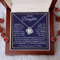 To My Daughter | Navy Background/Gold Box | Love Mom | Love Knot Necklace