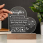 To My Daughter | Acrylic Heart | White Letters | Plaque or Night Light | Flower